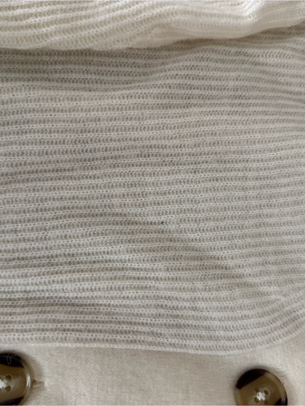 Quince Cream Ribbed V-Neck Button Cardigan - Picture 4 of 5